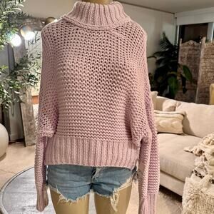 Free People My Only Sunshine Sweater M Chunky‎ Knit Lilac Slouchy Boho Cozy